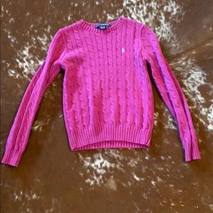 Cable knit purple sweater
